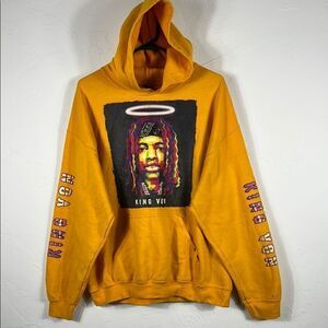 🔥🔥 KING VON Rap Music Band Graphic Yellow Hoodie Men Sz Large‎ - GUC